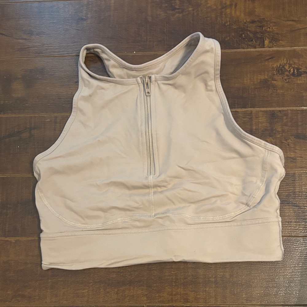 Under Armour Beige Zip-Front Sports Bra Top
